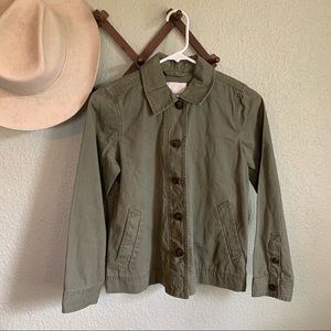 Madewell Northward Cropped Army Jacket Desert Olive Green Size XS NWT Button